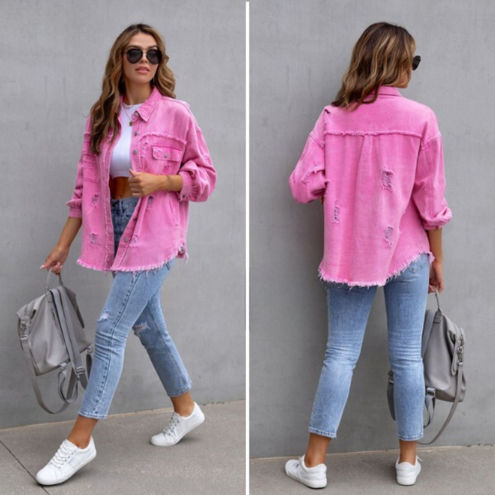 Micola™ - Camicia di Jeans Strappata a Maniche Lunghe