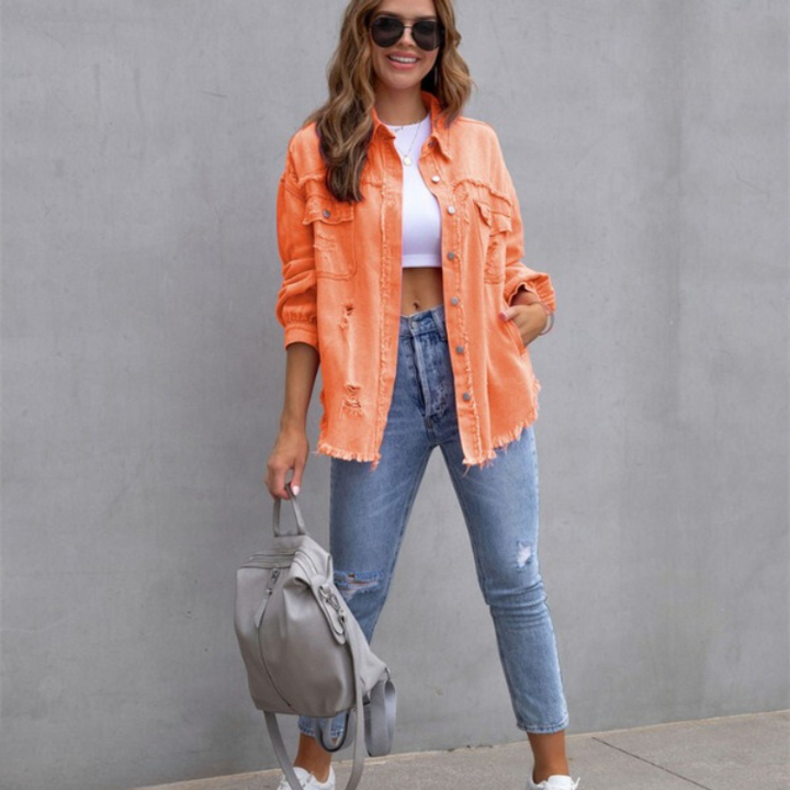Micola™ - Camicia di Jeans Strappata a Maniche Lunghe