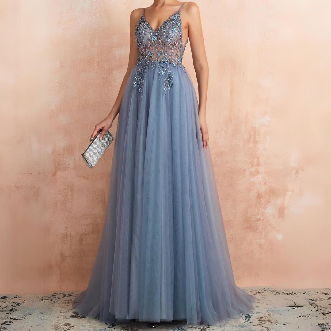 Whitley - Elegante Tule Jurk met Prachtige Versieringen voor Dames