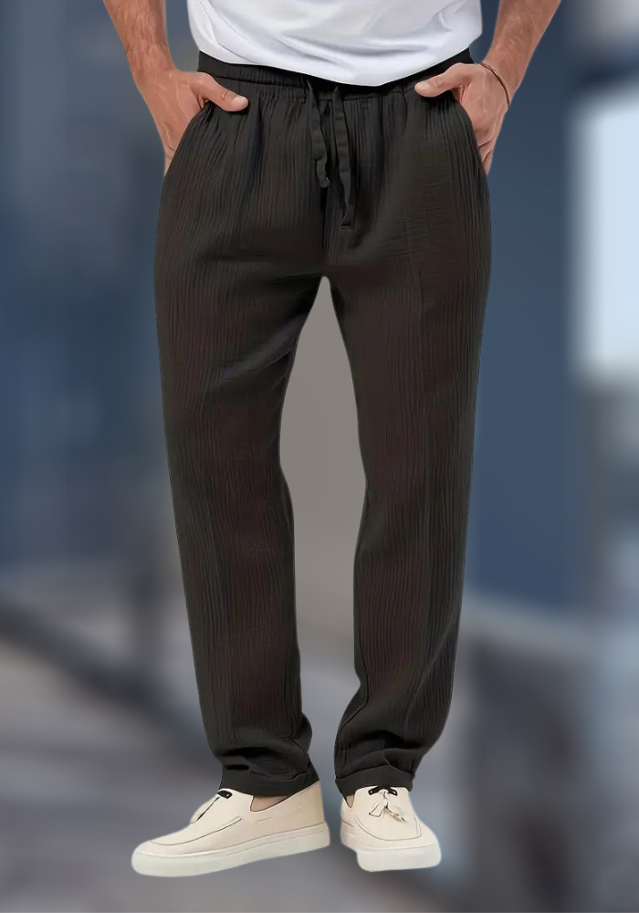 Pantaloni da uomo in lino, comodi e traspiranti, per un look casual ed elegante.