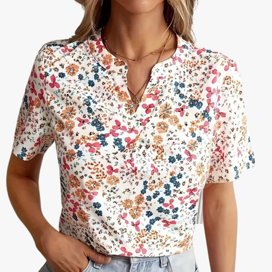 Elegante camicetta da donna con motivo floreale in stile vintage - eleganza e look unico