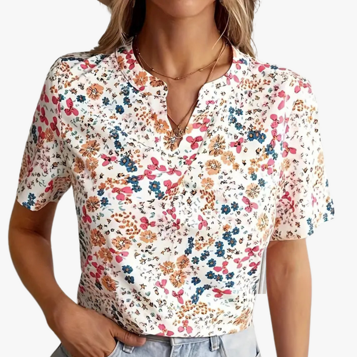 Elegante camicetta da donna con motivo floreale in stile vintage - eleganza e look unico