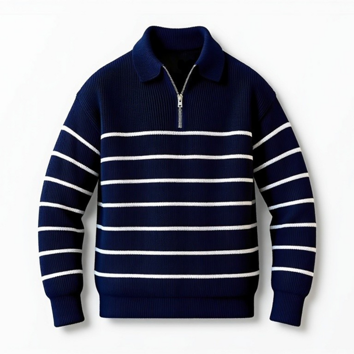 Elegante maglione da uomo a maglia con righe classiche - cotone di alta qualità per comfort e stile