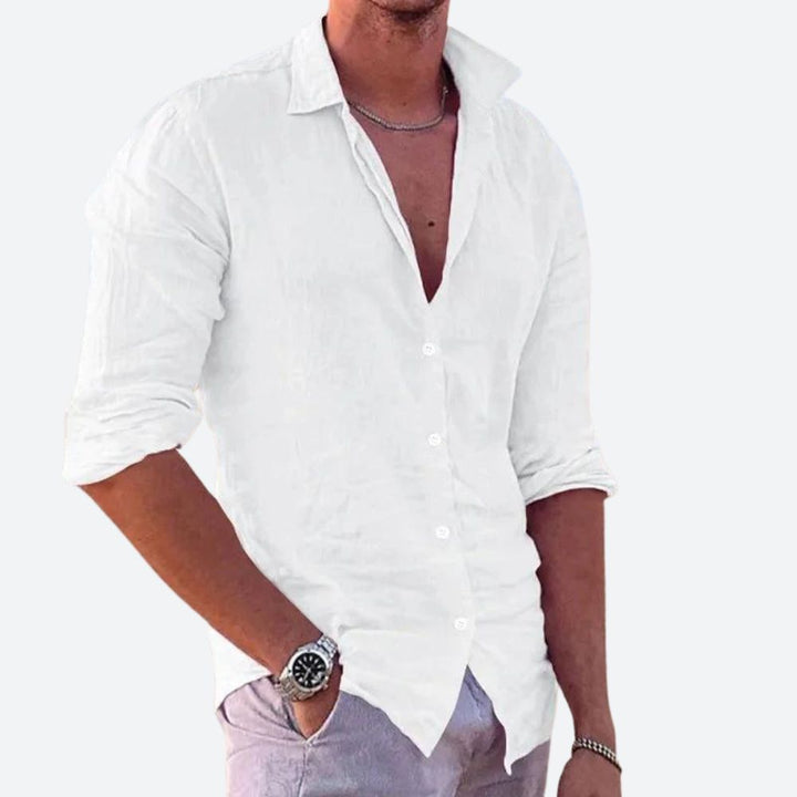 Camicia di lino da uomo comoda e alla moda da indossare tutti i giorni