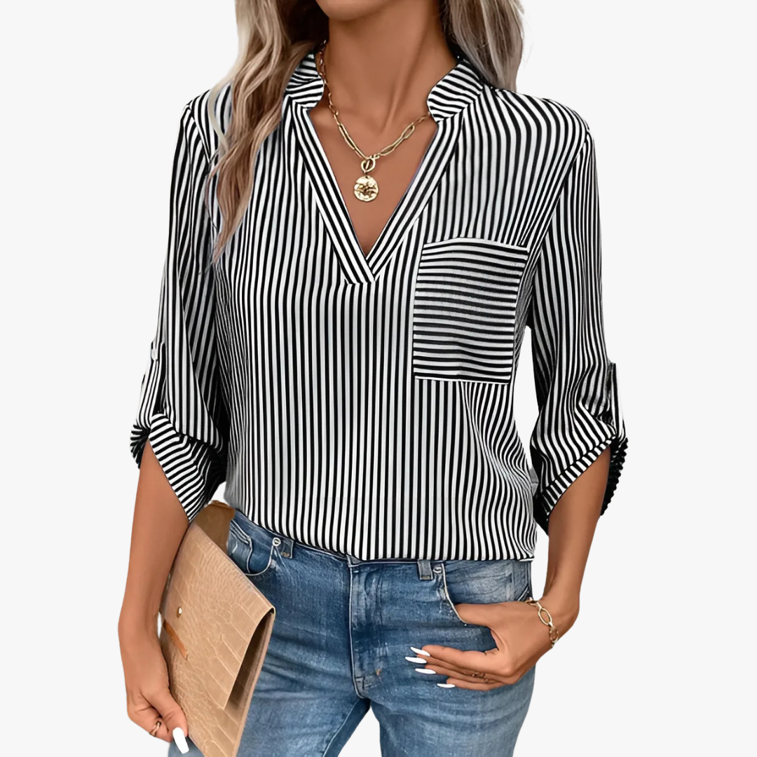 Camicetta da donna elegante con righe di tendenza - stile e versatilità senza tempo