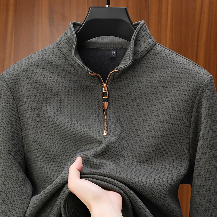 Elegante maglione da uomo in maglia con zip: un'opzione elegante e confortevole per le giornate fredde