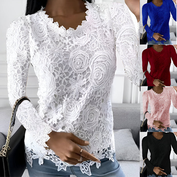 <p>Clarisse - Blusa Elegante con Maniche Lunghe e Raffinati Dettagli in Pizzo</p>