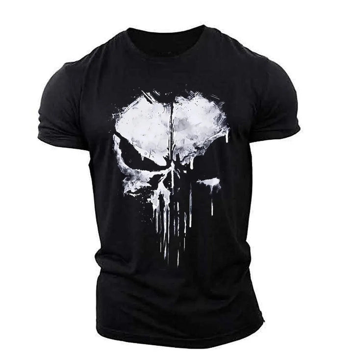 Elegante t-shirt da uomo con teschio - comodo scollo rotondo in un design contemporaneo