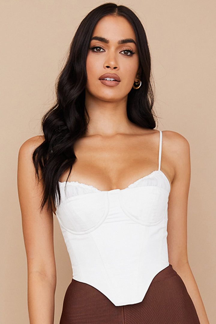 Helvianne - Elegante Witte Korset Top met Stijlvolle Ruches