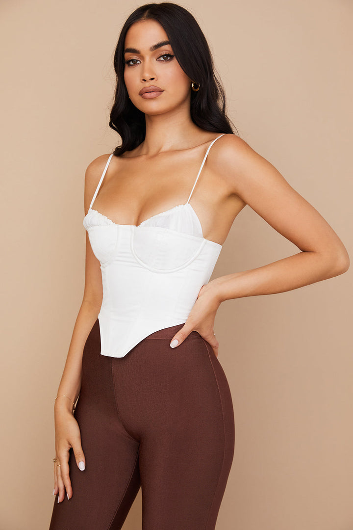 Helvianne - Elegante Witte Korset Top met Stijlvolle Ruches