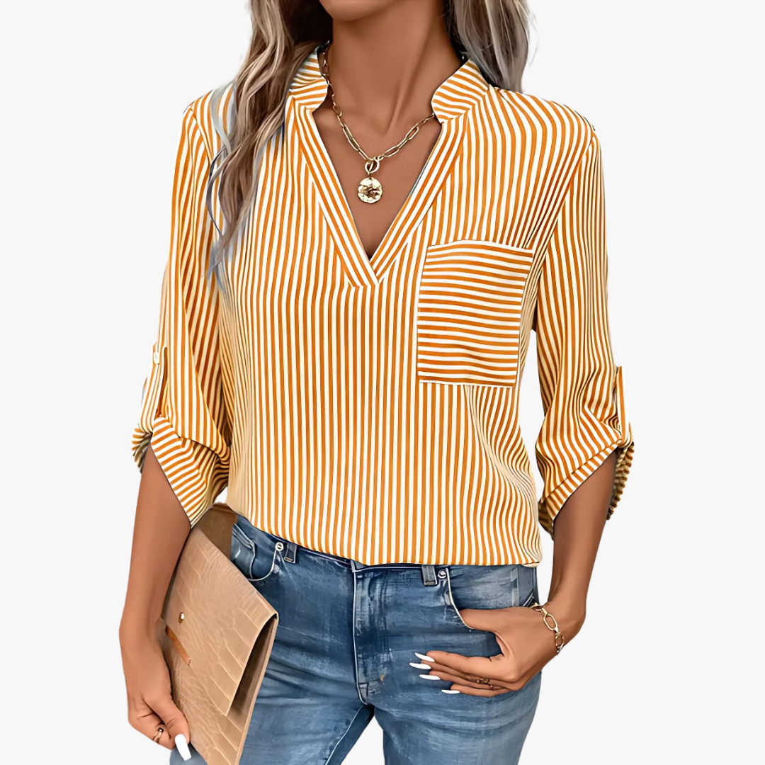 Camicetta da donna elegante con righe di tendenza - stile e versatilità senza tempo