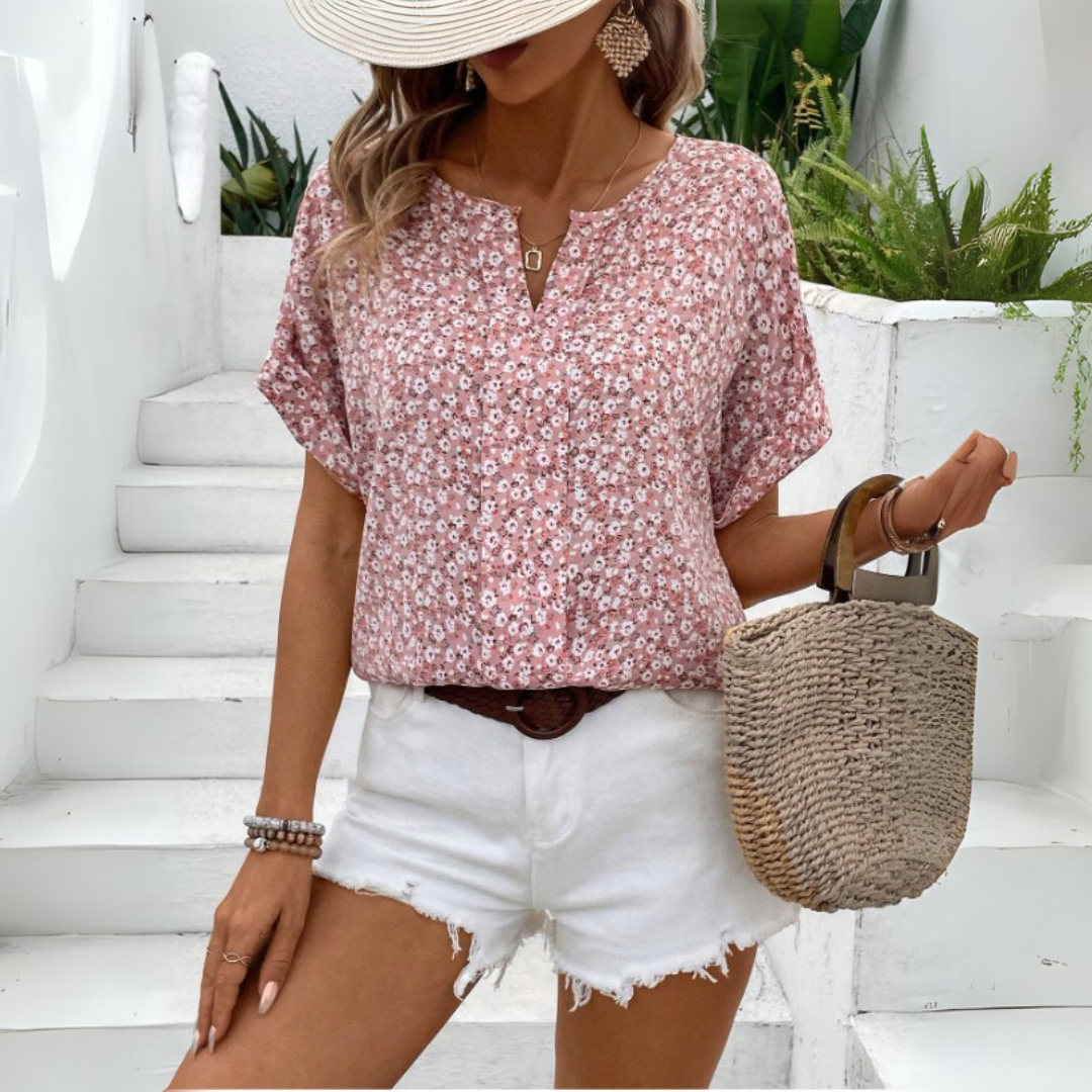 Elegante camicetta da donna con motivo floreale in stile vintage - eleganza e look unico