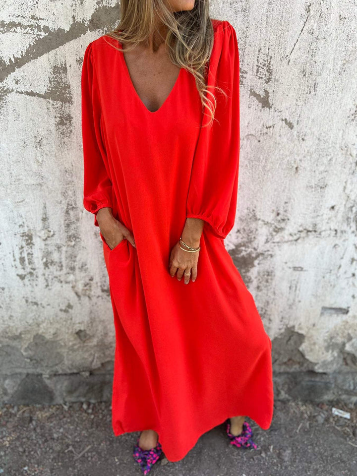 Maxi abito da donna elegante con scollatura a punta - ideale per le occasioni speciali