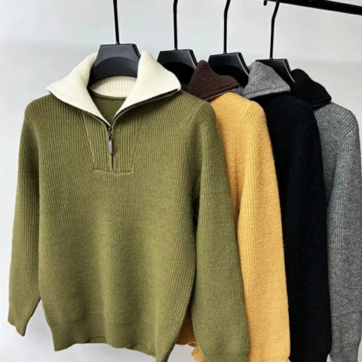 Stylowy damski sweter z stójką i zamkiem błyskawicznym – komfort i elegancja na co dzień