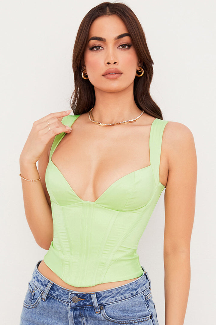 Helisara - Elegante Zwarte Satijnen Corset voor een Verleidelijk Silhouet