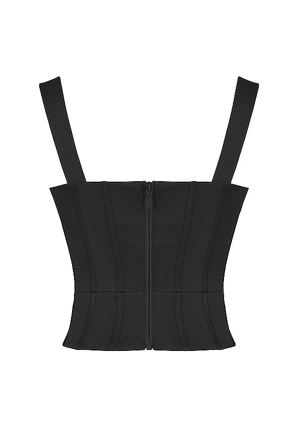Helisara - Elegante Zwarte Satijnen Corset voor een Verleidelijk Silhouet