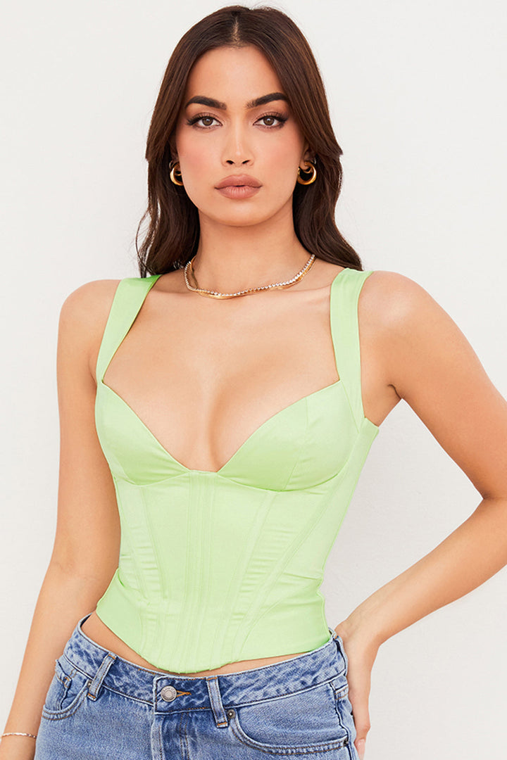 Helisara - Elegante Zwarte Satijnen Corset voor een Verleidelijk Silhouet