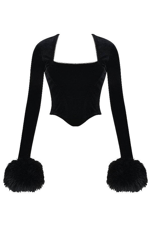 Havindra - Luxueuze Zwarte Fluwelen Top