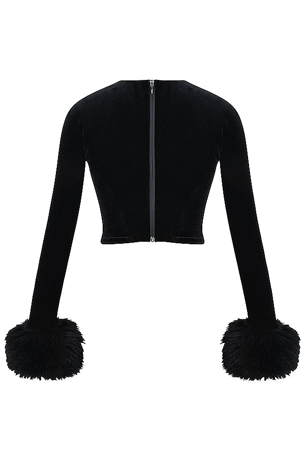 Havindra - Luxueuze Zwarte Fluwelen Top
