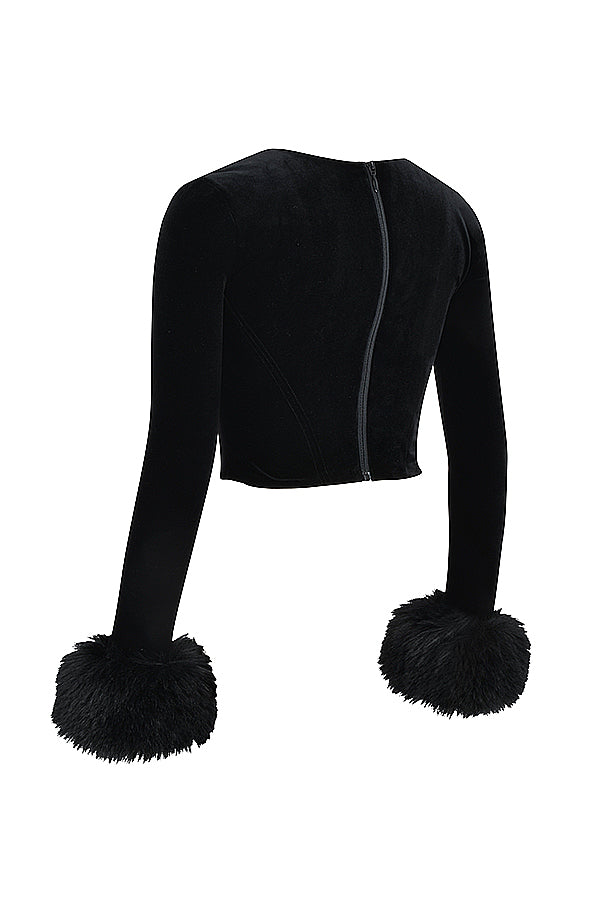 Havindra - Luxueuze Zwarte Fluwelen Top