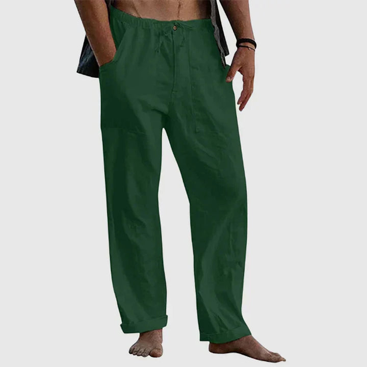 Pantaloni da spiaggia in lino larghi e stilosi per uomo.
