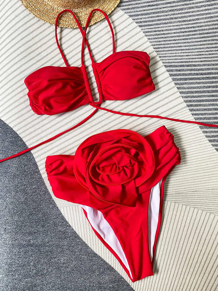 Bikini Valia Luxe Hoge Taille con stampa a fiori e spalline