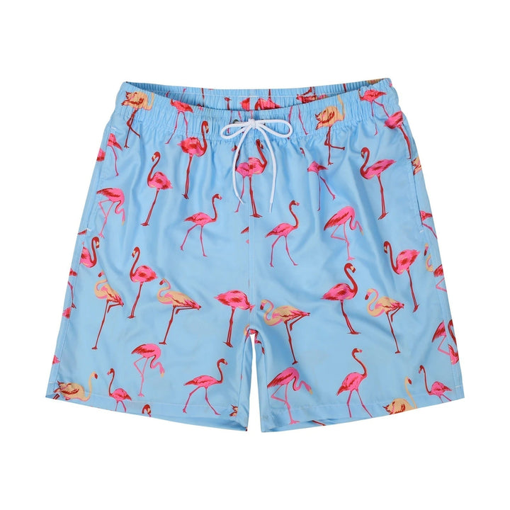 Trendy lichtblauwe zwemshort met modieuze vogelprint - Hayden