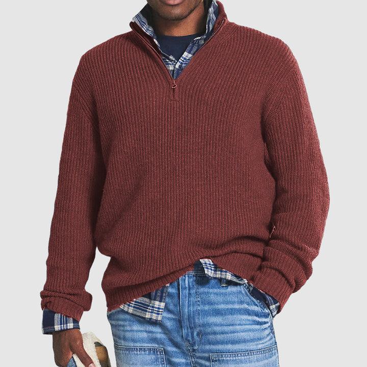 Elegante maglione da uomo in cashmere in stile business con moderna chiusura a zip