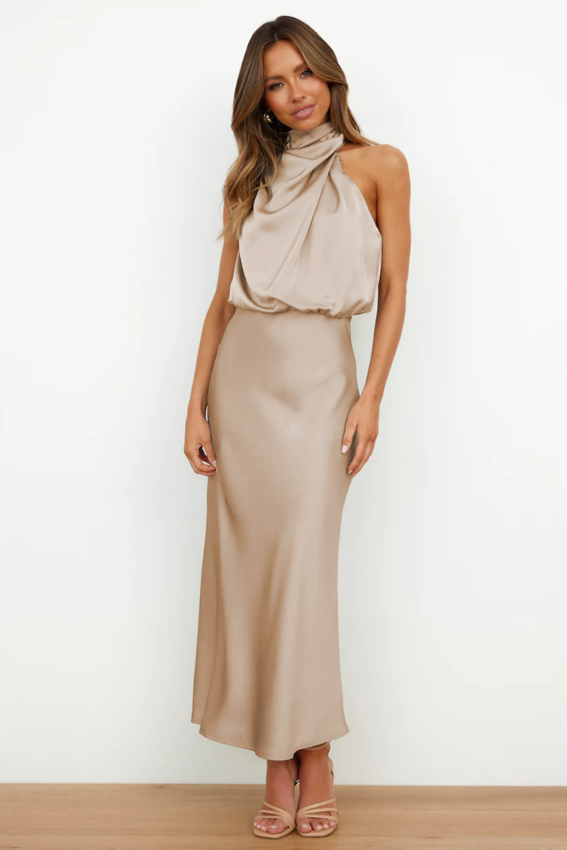Yara - Elegante Midi Jurk met Trendy Halslijn