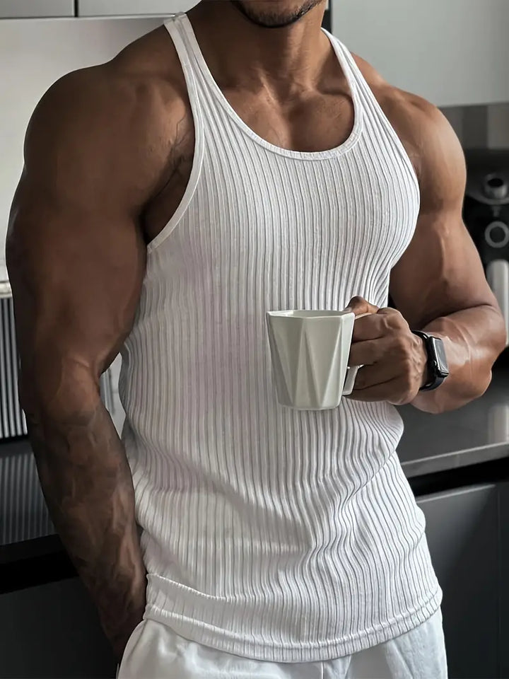 T-shirt da uomo senza maniche con scollo rotondo - perfetta per l'allenamento e con una vestibilità perfetta garantita