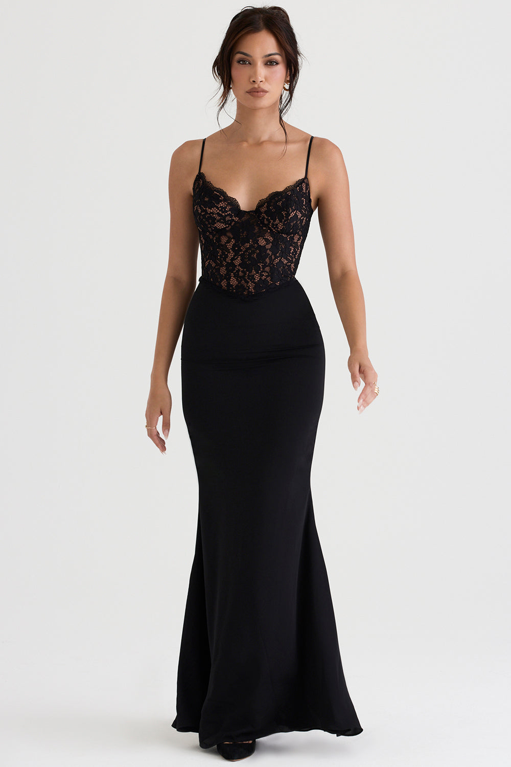 Veerle - Elegante Maxi-jurk met een Verfijnd Kanten Lijfje