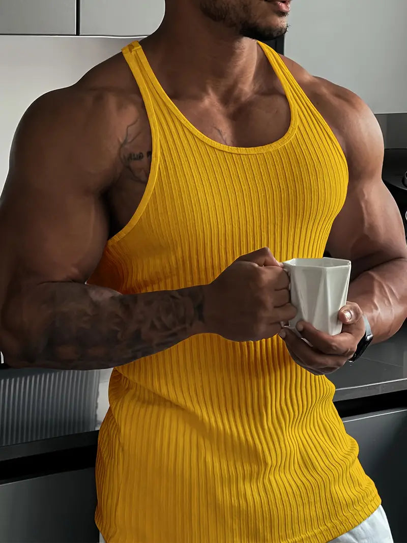 T-shirt da uomo senza maniche con scollo rotondo - perfetta per l'allenamento e con una vestibilità perfetta garantita