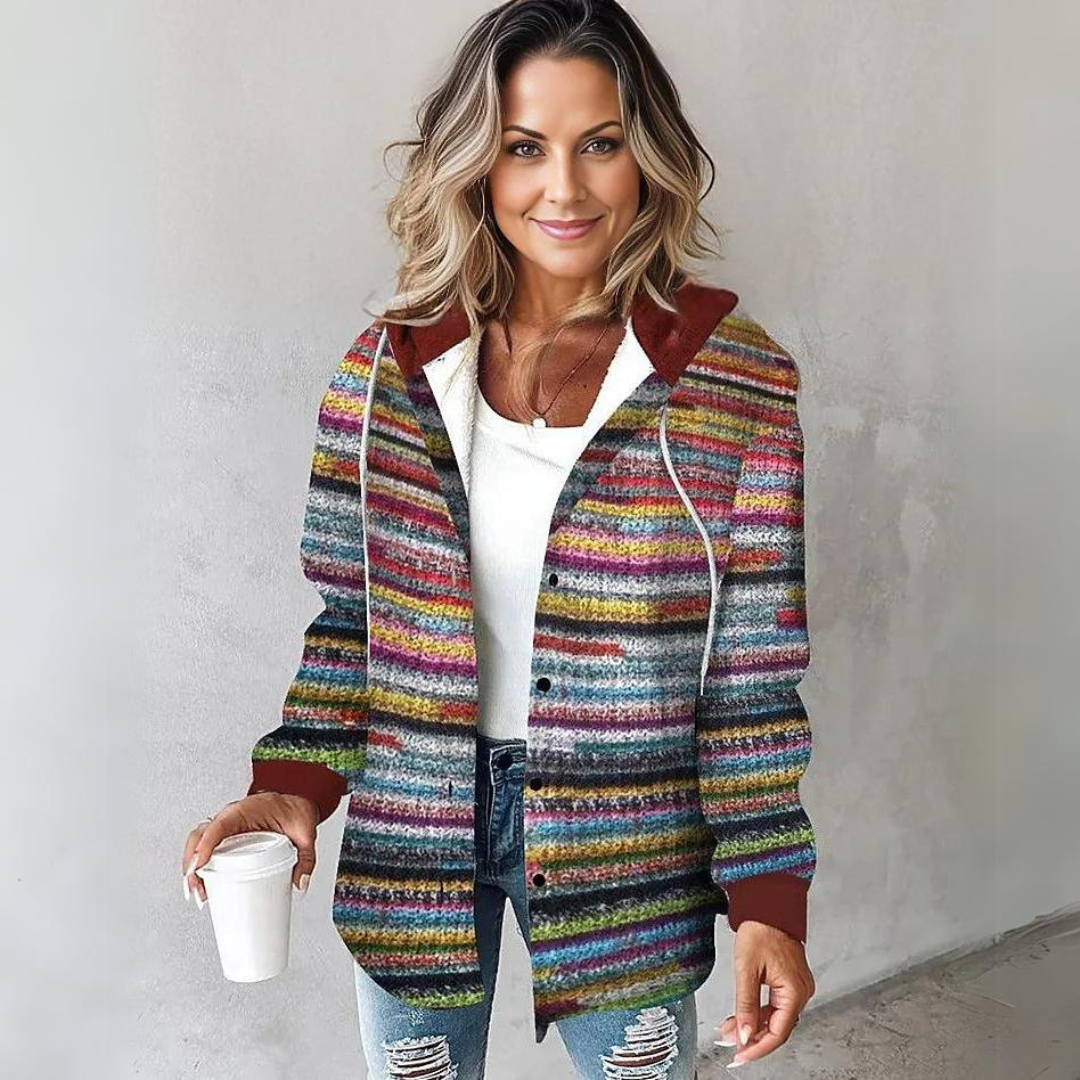 Sabrina™- Felpa da donna con cappuccio e bottoni in lana
