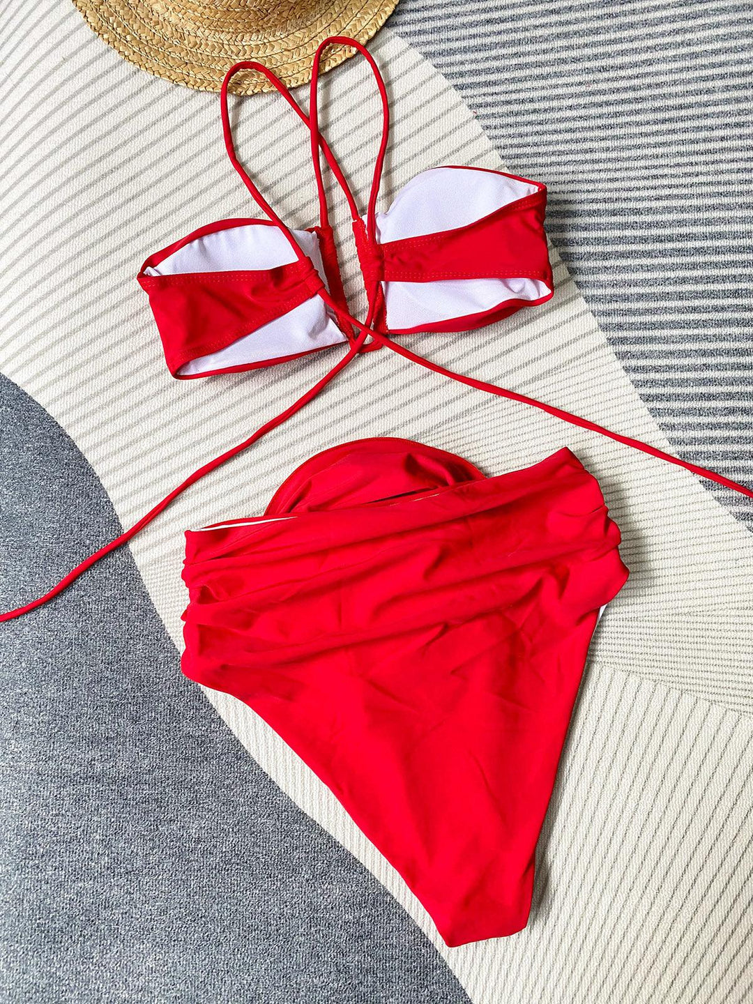 Bikini Valia Luxe Hoge Taille con stampa a fiori e spalline