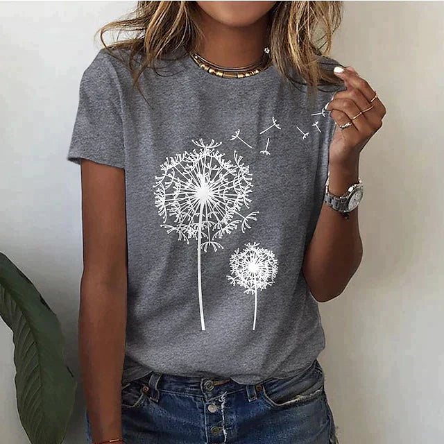 Elegante T-shirt estiva da donna con scollo rotondo e maniche corte: un look rinfrescante e di tendenza