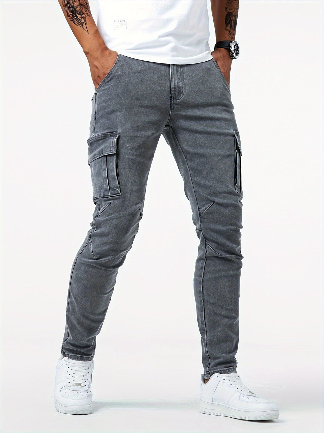 Pantaloni cargo da uomo eleganti e confortevoli, elasticizzati - una combinazione di funzionalità e design alla moda