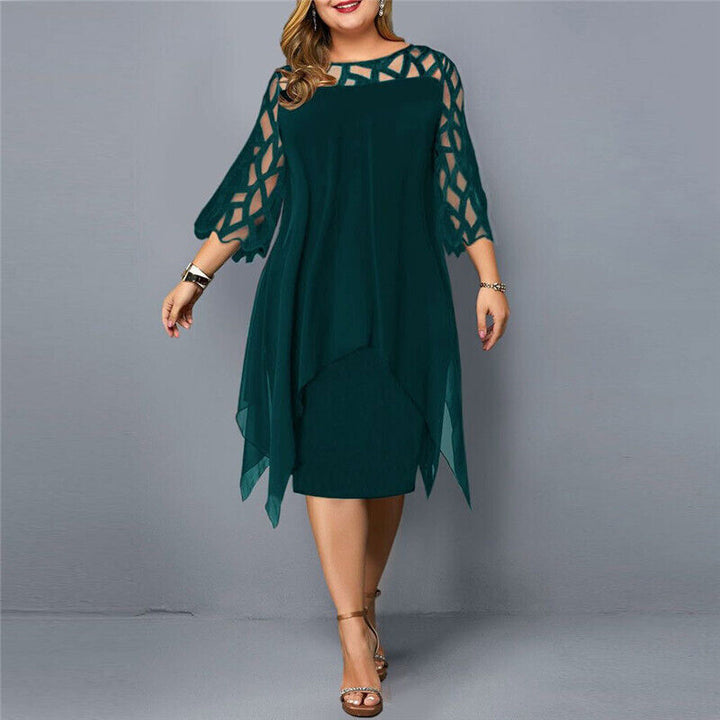 <html>
<p>Danica - Elegante abito da sera plus size con un overlay giocoso per un aspetto indimenticabile.</p>
</html>