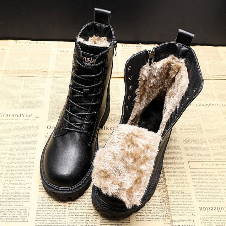 Alessia™ - Stivali Invernali in Pelle Nera per Eleganza e Comfort