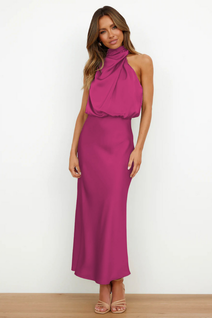 Yara - Elegante Midi Jurk met Trendy Halslijn