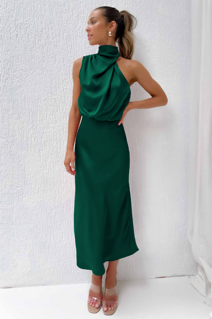 Yara - Elegante Midi Jurk met Trendy Halslijn