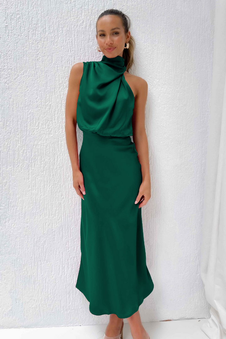 Yara - Elegante Midi Jurk met Trendy Halslijn