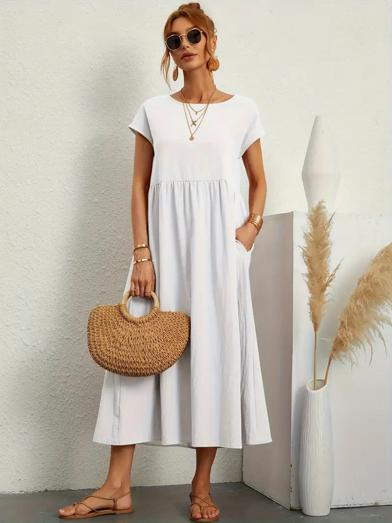 Brigida™ - Elegante Abito Casual in Lino con Tasche