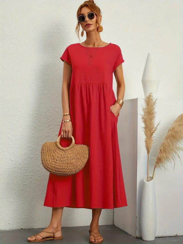 Brigida™ - Elegante Abito Casual in Lino con Tasche