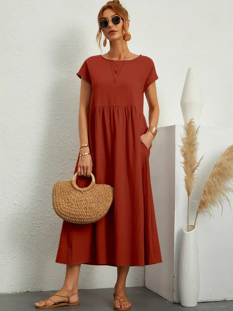 Brigida™ - Elegante Abito Casual in Lino con Tasche