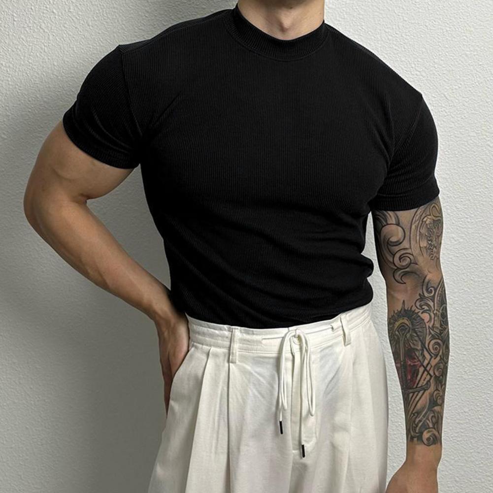 Heinrich | T-shirt a coste alla moda con elegante collo alto - comfort e stile per la vita di tutti i giorni