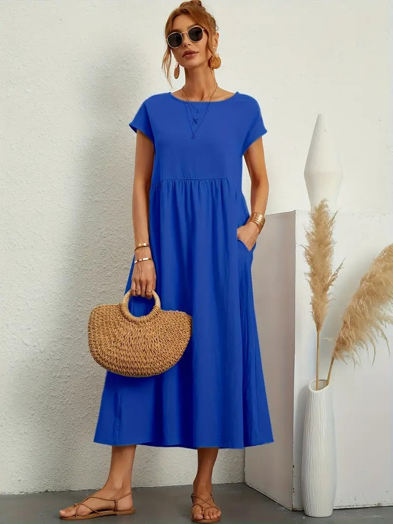 Brigida™ - Elegante Abito Casual in Lino con Tasche