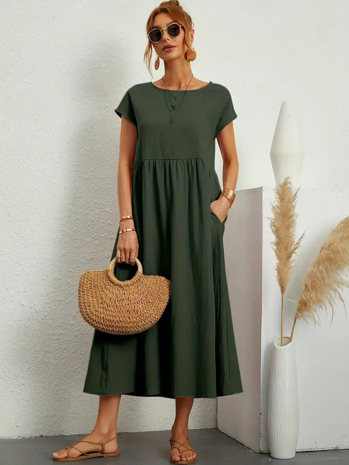 Brigida™ - Elegante Abito Casual in Lino con Tasche
