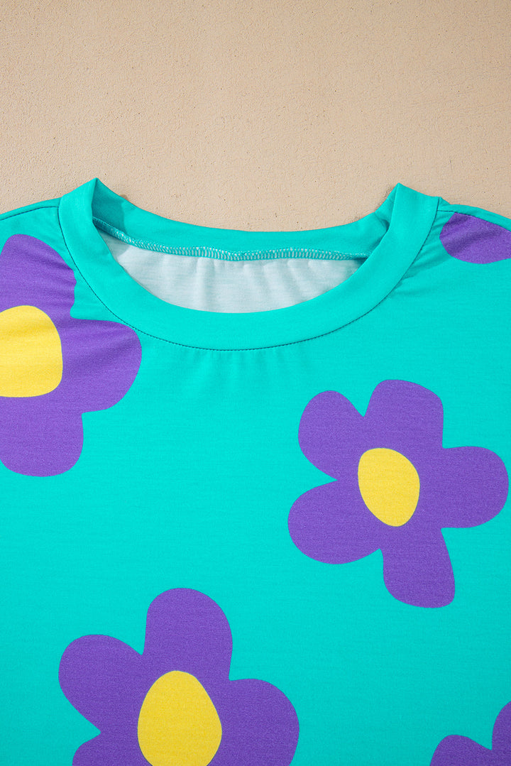Elora - Blusa Floreale Blu Celeste per un Look Rinfrescante