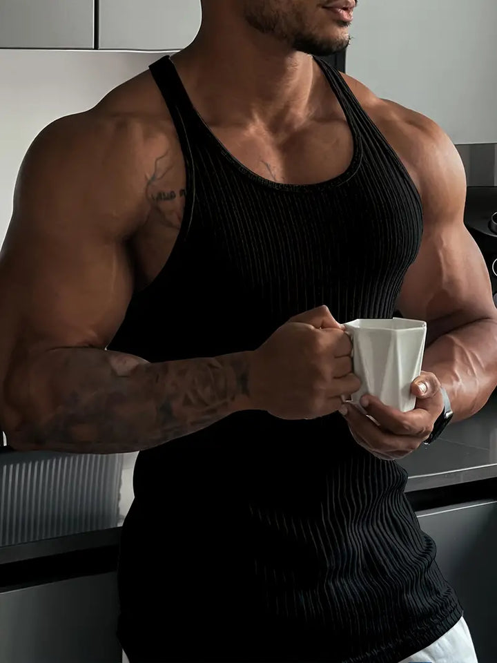 T-shirt da uomo senza maniche con scollo rotondo - perfetta per l'allenamento e con una vestibilità perfetta garantita