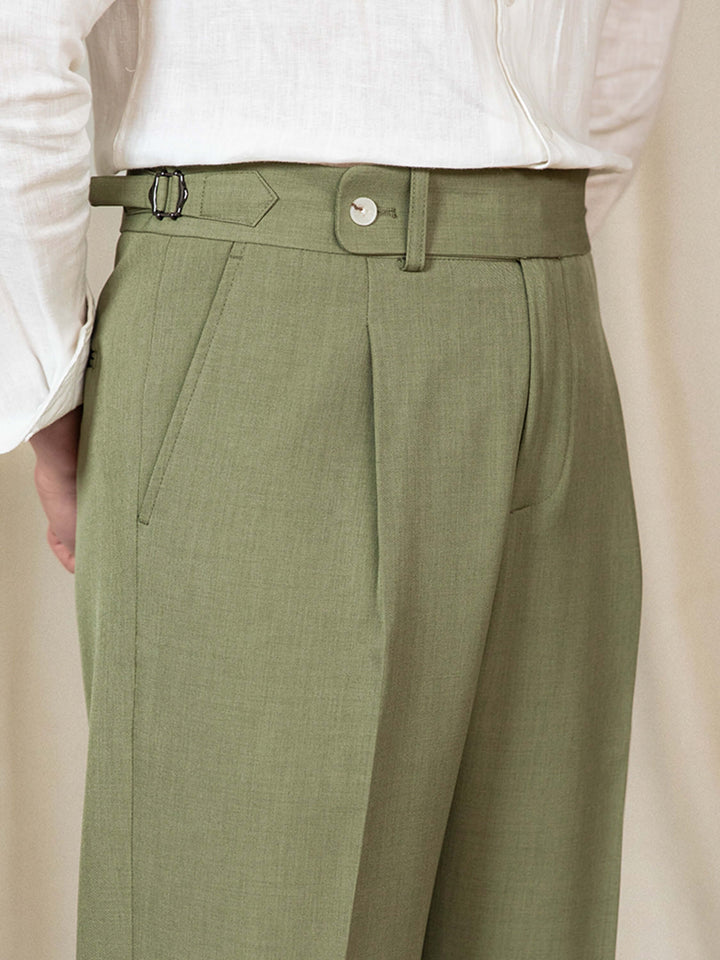 Pantaloni casual da uomo in stile antico, con una comoda vita alta per un look elegante